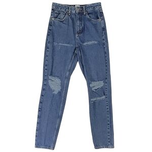 BDG Sustain Mom High Rise Blue 100% Cotton Distressed‎ Jeans Size 27